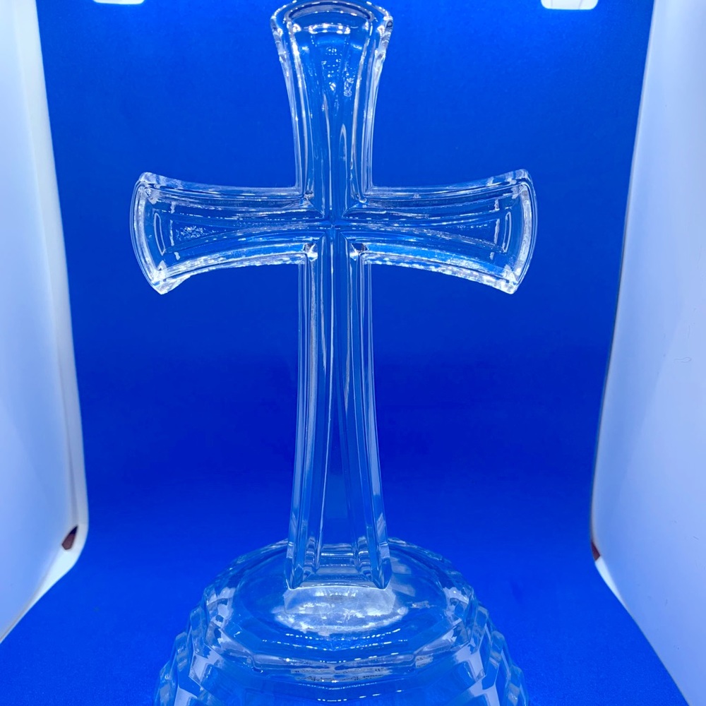 Vintage Crucifix Cross Lead Crystal Clear Glass